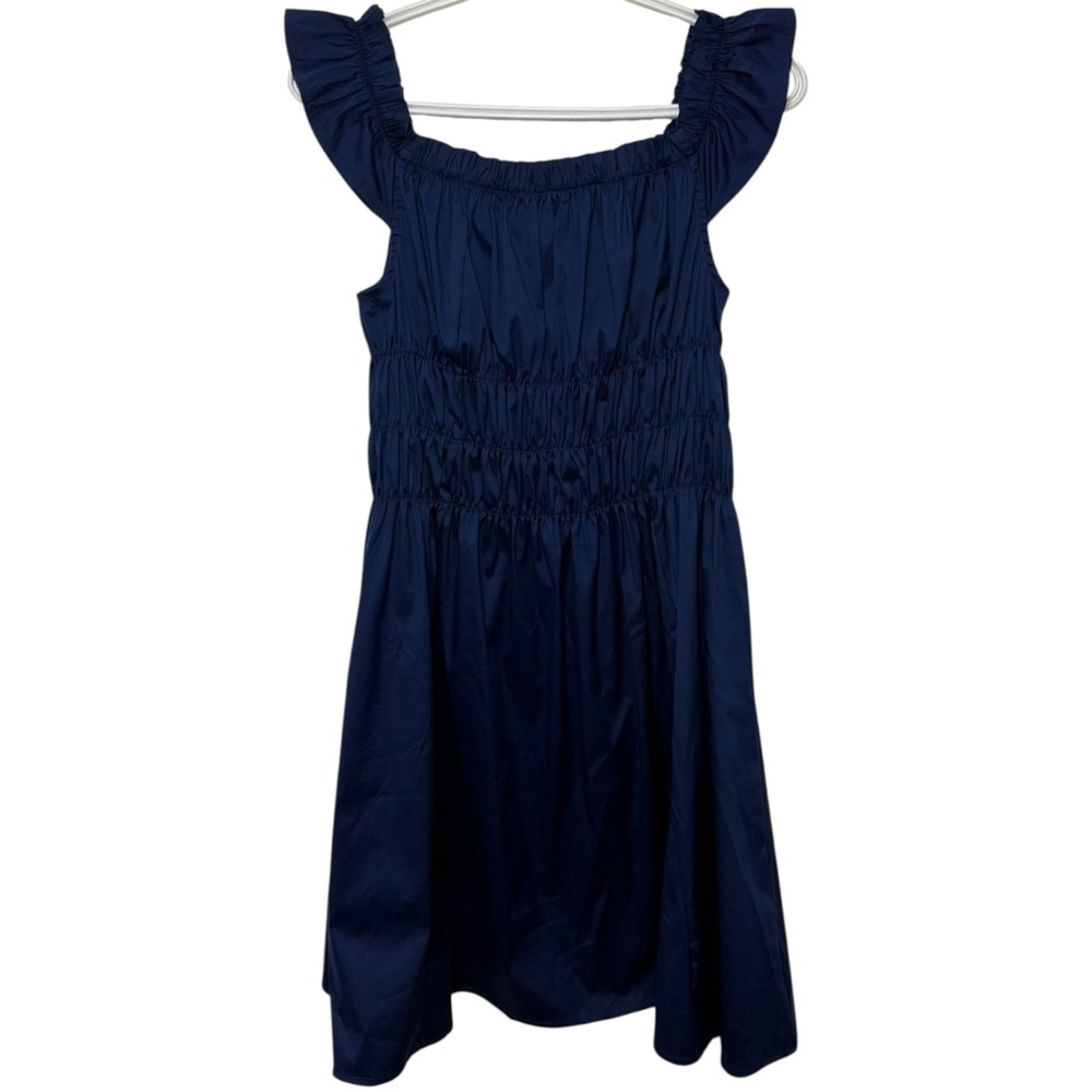 Navy Blue Ruched Midi Dress